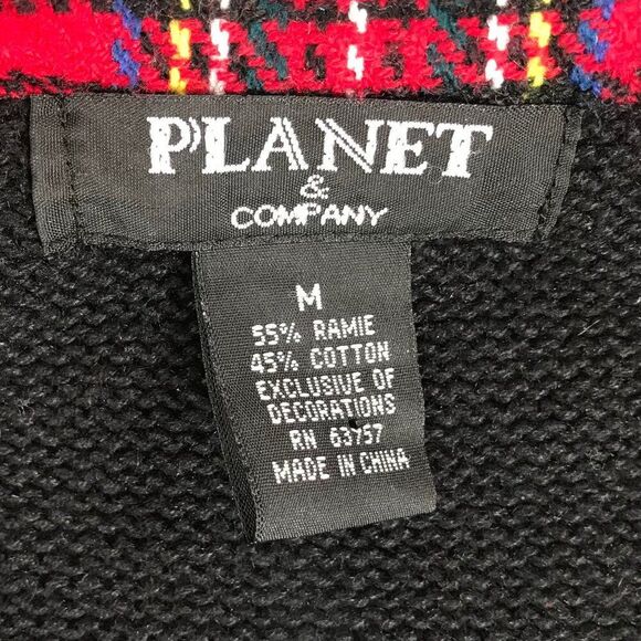 Vintage 90s Black Holiday Grandma Ugly Christmas Sweater Oversized Cardigan / M - Picture 6 of 6